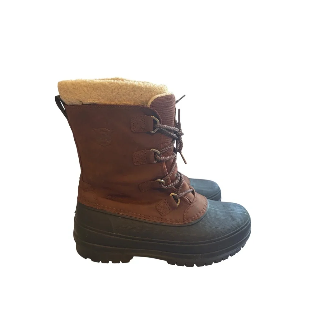 Helly Hansen Mens Brown Leather Insulated Snow Duck Boots Size 10 Lug Sole HH